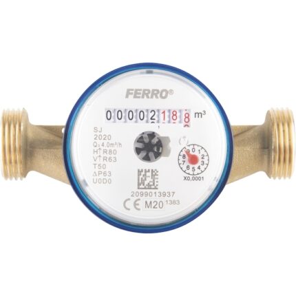 Apometru, contor de apa rece, Ferro 3/4", 4.0m³/h, 16 bari, clasa metrologica H-R80 V-R63, Albastru