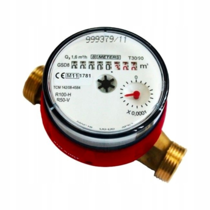 Apometru, Bmeters, Pentru apa calda, 1/2'', 16 bar, Alb/Rosu