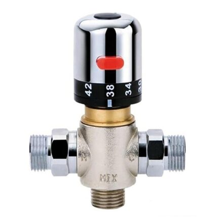 Robinet de amestec termostatic, Protectie antioparire, Durata lunga de viata, Reglabila intre 20°C-50°C, YWX, Alama, Argintiu