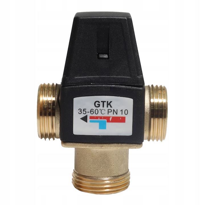 Ventil termostatic de amestec, 3 cai, 35-60°C, corp din alama, DN25, pentru apa si gaz