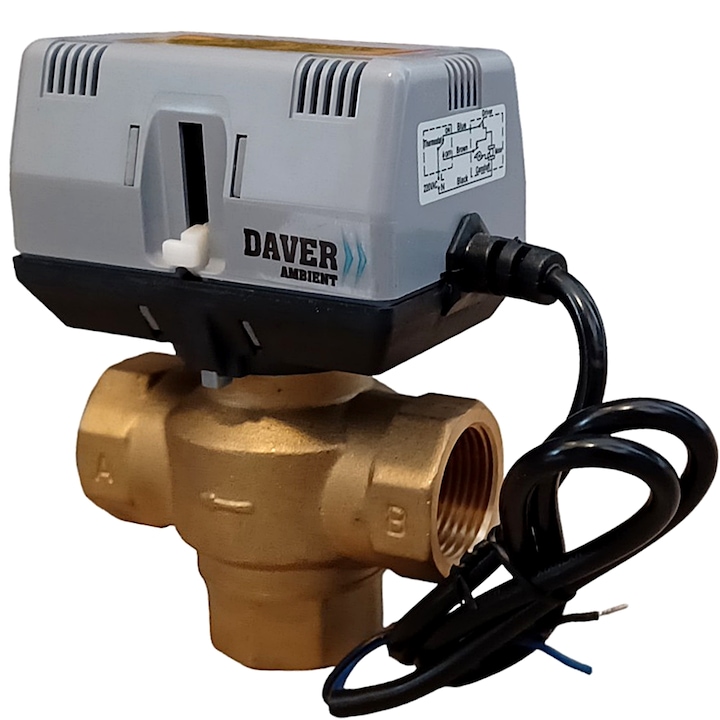 Vana de comutatie cu 3 cai - 1", cu servomotor ON/OFF 220V/50Hz, Daver