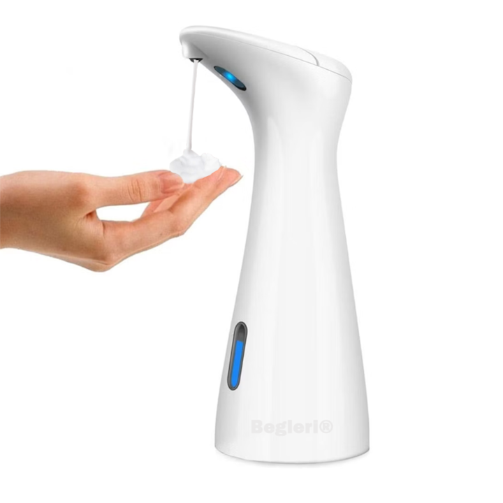 Dispenser automat de sapun spuma Begleri®, Senzor Inteligent Touchless, Capacitate 200 ml, Dozare 1 ml, impermeabil, 18.8*7cm, Potrivit pentru bucatarie, baie, toaleta, birou, Alb