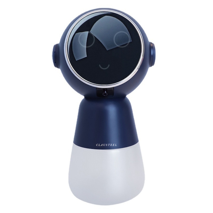 Dispenser automat de sapun lichid, spuma, sampon, cu senzor de miscare in forma de extraterestru, cu functie de luminare a ochilor, acumulator incorporat, ideal pentru copii dar si pentru adulti, albastru