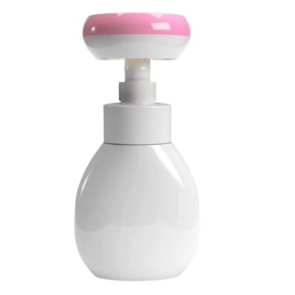 Flacon de tip dispenser pentru sapun lichid spuma, model floare, reincarcabil, 300 ml, roz
