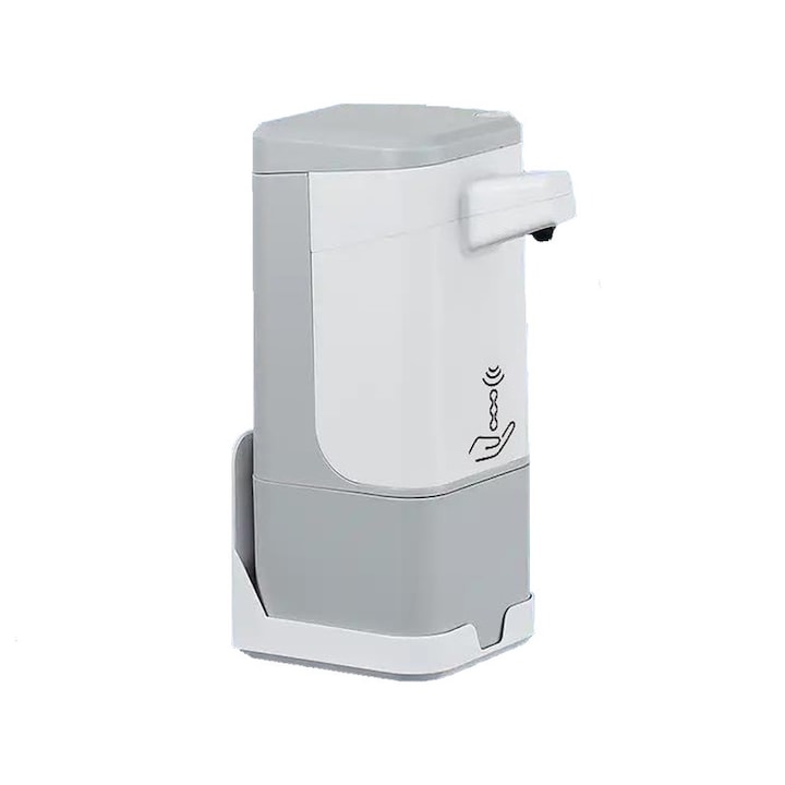 Dispenser Automat de Sapun Keimi, 600ml, 3 Nivele de Dozare, Senzor IR, Alb Gri, 18x10.5x7.3cm