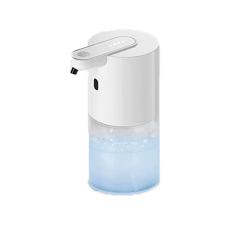 Dispenser Automat de Sapun Lichid, JENUOS®, Senzor Inteligent Touchless, Pentru Baie, Bucatarie si Birou, 400ml, Alb Perlat