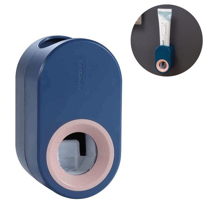 Dispenser automat pentru pasta de dinti Cozevdnt, montare pe perete, plastic, albastru ocean