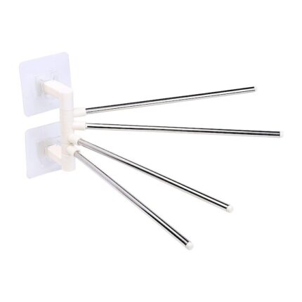 Suport prosoape baie Fabra®, rotativ/pivotant, 4 bare metalice, otel inoxidabil, 30.5 x 11 cm, alb