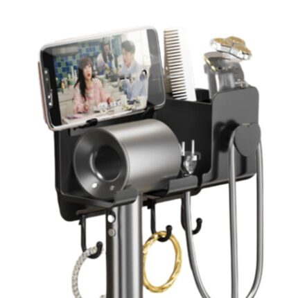 Suport pentru uscator de par pentru baie, ABS, Negru