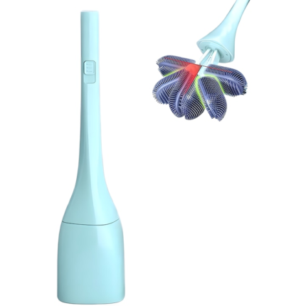 Perie Curatare Toaleta din Silicon ESTOREE®, Reglare Unghi Cap Perie, Deschidere si Inchidere la 90°, Curatare Profunda Eficienta si Igienica, Fara Pete de Reziduuri, Fara unghi Mort, Fara Miros, Usor de Curatat, Culoare Bleumarin