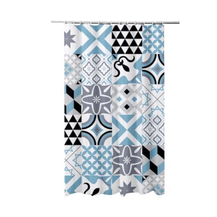 Perdea dus textila, Frandis, 180x200 cm, poliester, multicolor, model carreaux de ciment