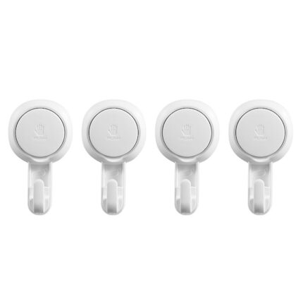 Set 4 buc, carlig cu ventuza, alb