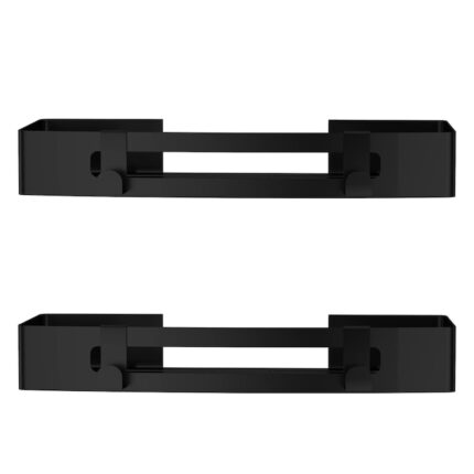 Set 2 rafturi pentru depozitare, bucatarie, baie, etajere dus, din aluminiu, strat anticoroziv, 30.5 x 13.5 x 4 cm, Negru