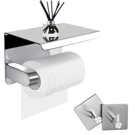 Set Suport hartie igienica + 2 Agatatori, Settee Euro Kft, Argintiu