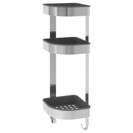 Etajera colt, baie/dus, inox, 19x58 cm