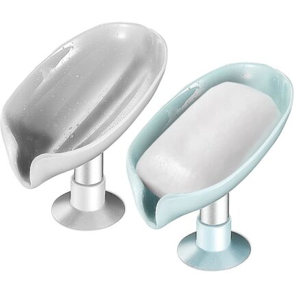 Savoniera cu scurgere pentru sapun, Plastic, 2Piese, albastru/gri, JENUOS®
