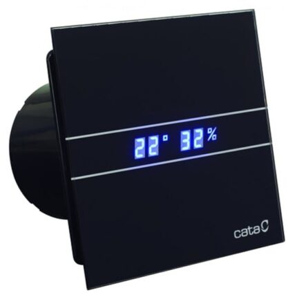 Ventilator aerisire, E-120 GTH BK, CATA, capac frontal sticla, detasabil, timer, senzor umiditate, negru, afisaj led, 33 db, 11w, 210 m3/h, 2400 rpm, IPX4, 120mm