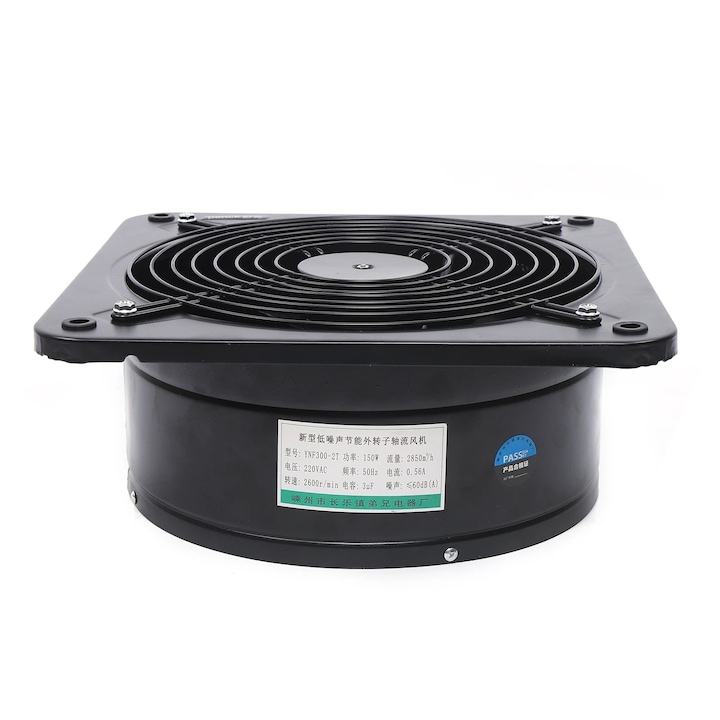 Ventilator, montare pe perete, 50 Hz, 220 V, 150 W, metal, negru