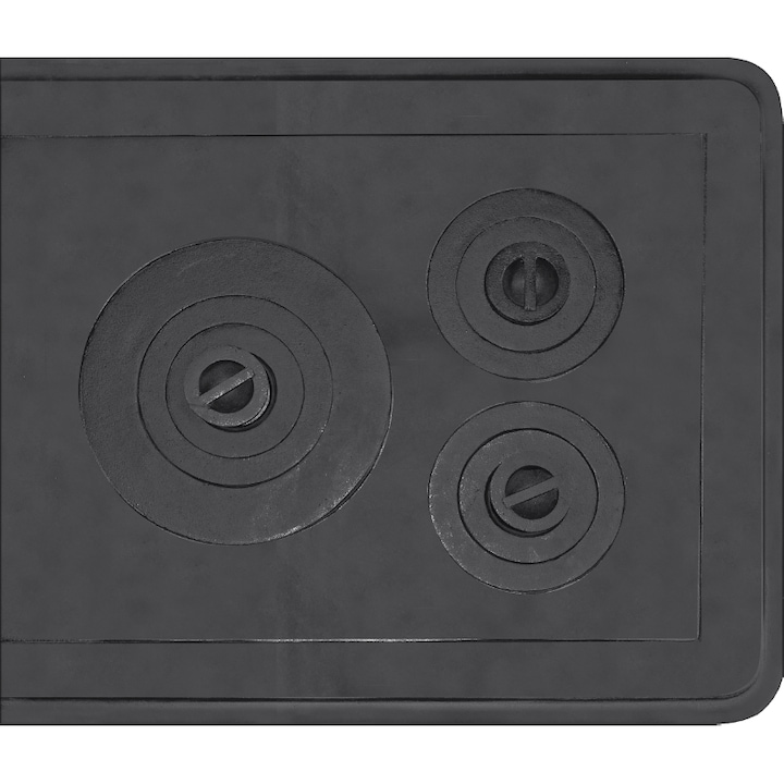 Plita pentru soba Evotools 660093, cu 3 ochiuri, rama fixare, 720x625 mm, Fonta