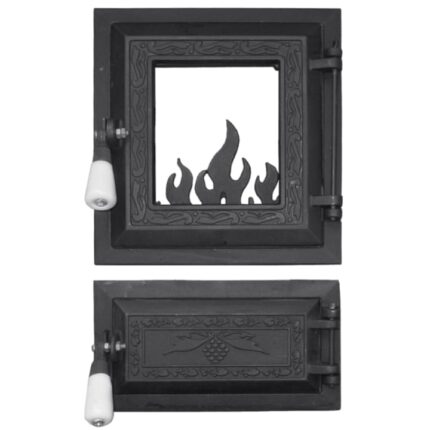 Set usa focar + cenusar pentru soba Evotools 660327, cu geam, 415x255 mm, Fonta