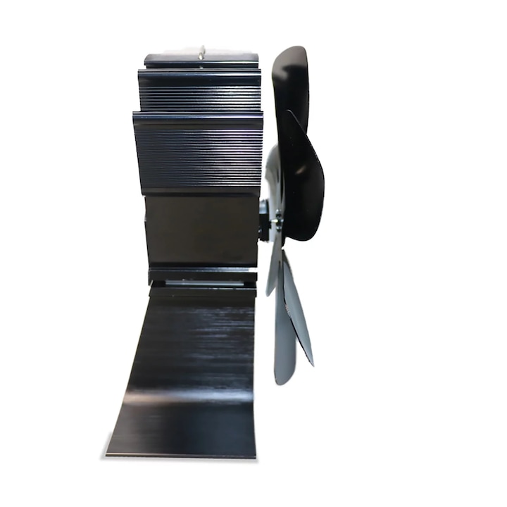 Ventilator pentru soba cu 6 palete, alimentare termica, Metal, 19.5cm, negru