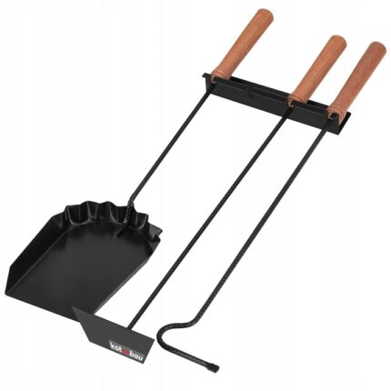 Set 3 ustensile semineu Kotarbau, Suport, Otel/Lemn, Negru/Maro