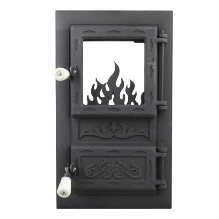 Usa soba monobloc Negru cu geam termorezistent