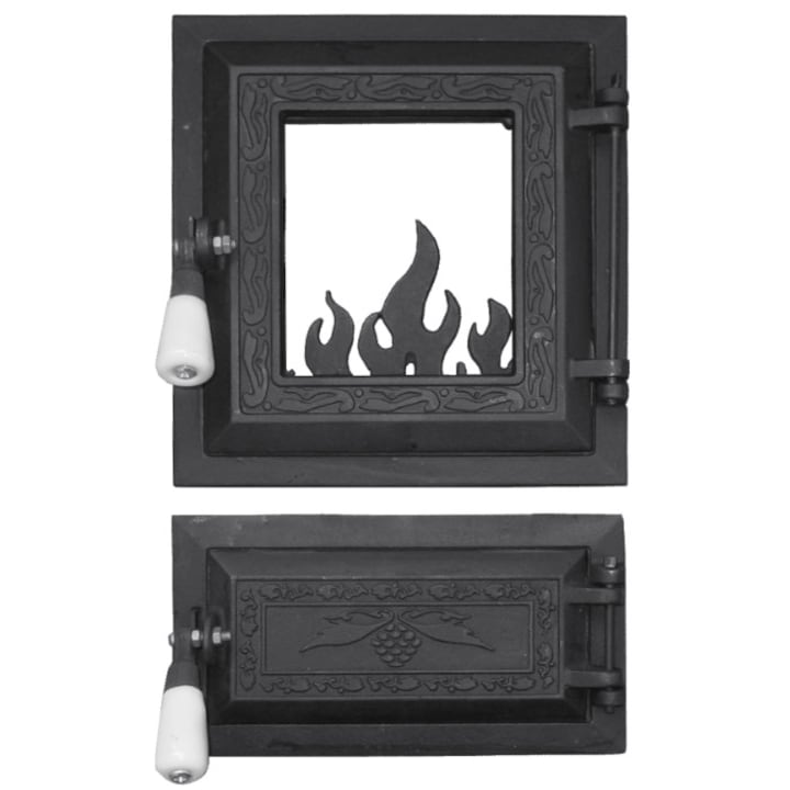 Usa Soba cu Geam si Cenusar 275x140x255 mm, fonta, culoarea neagra, AV660327