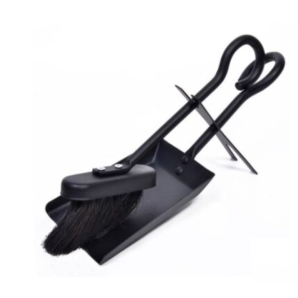 Set 2 accesorii din metal, maturica si faras pentru semineu sau soba cu lemne, 30 cm
