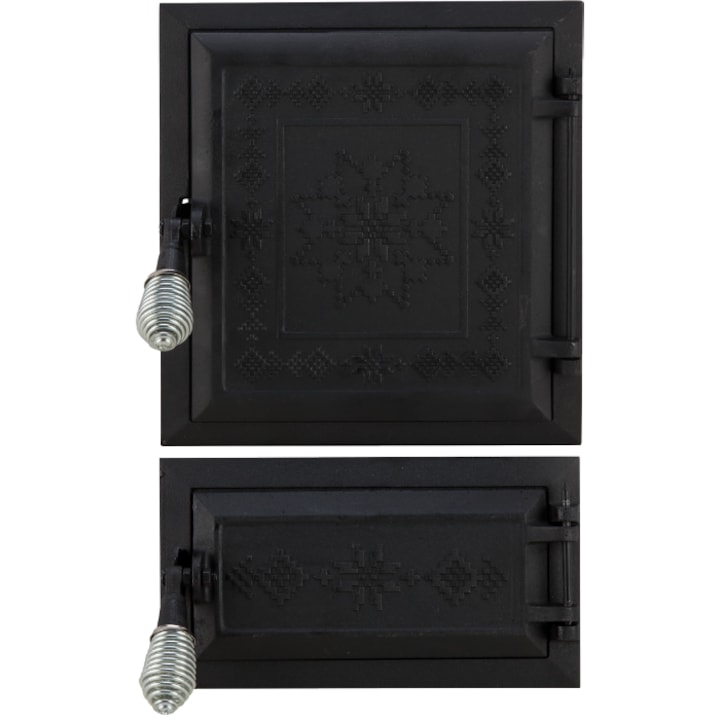 Usa pentru soba cu cenusar motive romanesti Sita, 275+140x255 mm, negru mat