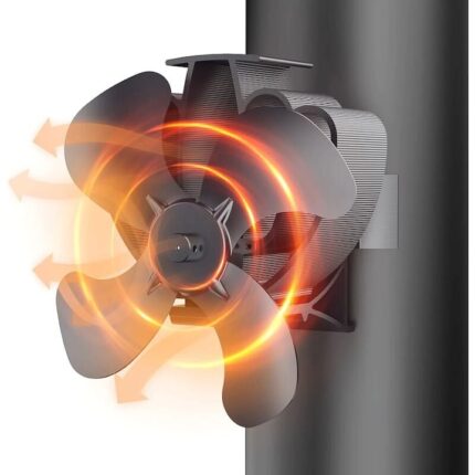 Ventilator aragaz cu lemne, ventilator linistit pentru semineu cu 4 lame, fixat pe teava, ventilator aragaz pentru semineu/soba pe lemne/soba pe gaz/peleti, cu 2 magneti si 1 inel de schimb