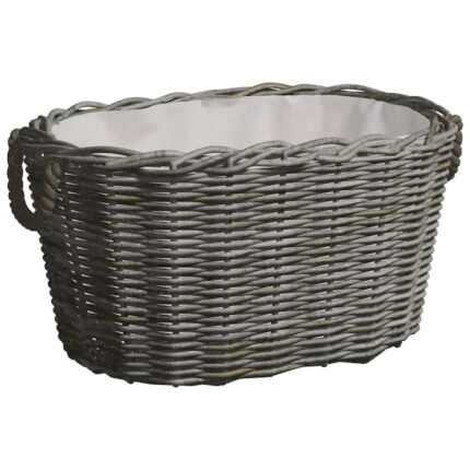 Cos pentru lemne de foc cu manere vidaXL, gri, 59x42x28 cm, salcie