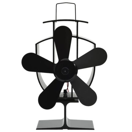 Ventilator de soba cu alimentare termica, 5 palete, negru