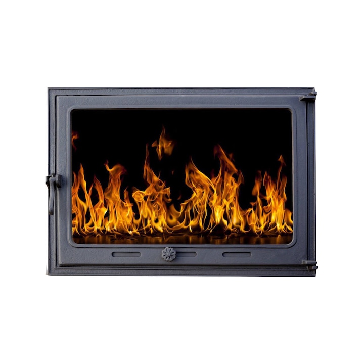Usa din fonta STIL 75 cu sticla si reglare putere flacara, 730x540 mm