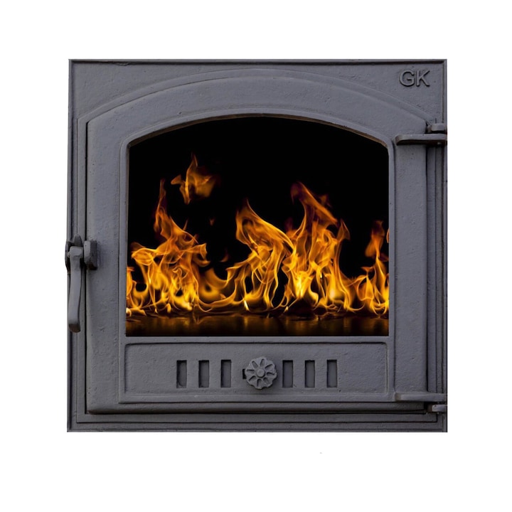 Usa din fonta STIL 50 cu sticla si reglare putere flacara, 485x485 mm