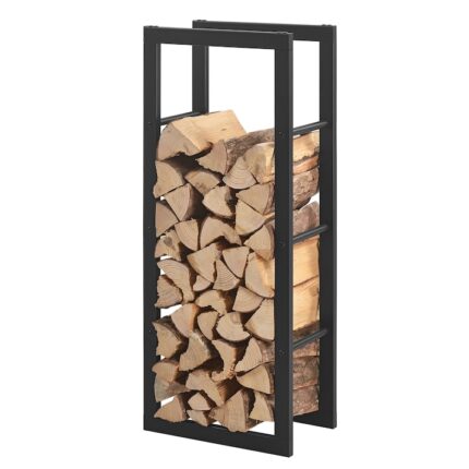 Suport lemne pentru foc AAFR-6601, en.casa, 40 x 100 x 25 cm, otel, negru