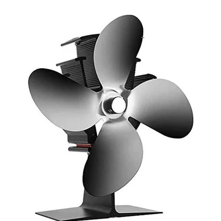 Ventilator pentru soba, pornire la 40C, functionare silentioasa, 4 lame, termic, pentru soba si semineu