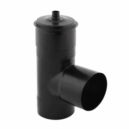 Teu evacuare fum neizolat, inox, negru, 90 grade, D 80 mm