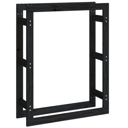 Rastel pentru lemne de foc vidaXL, negru, 80x25x100 cm, lemn masiv pin