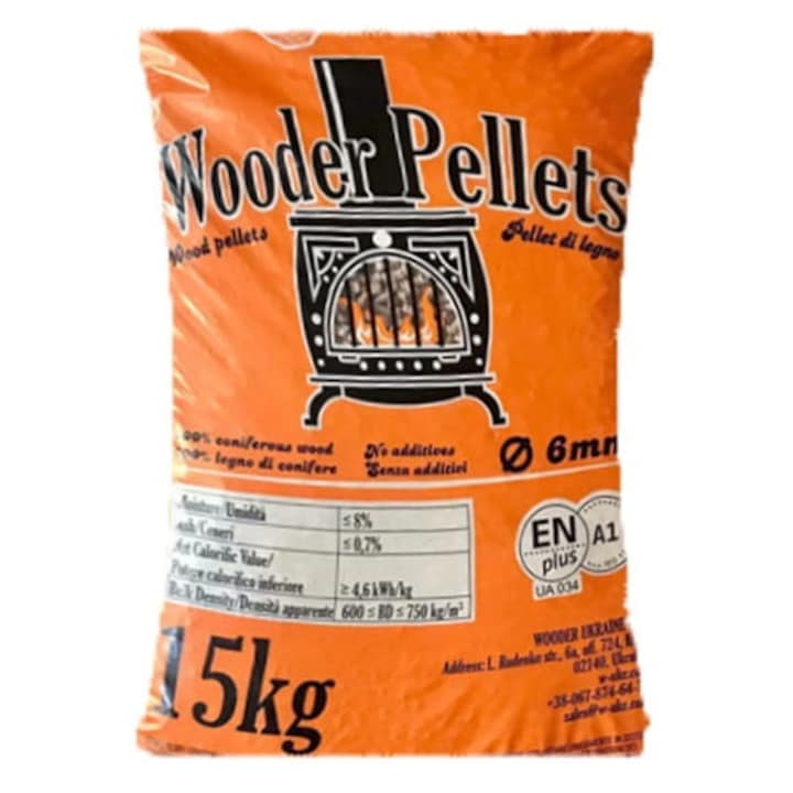 Peleti ecologici Wooder, 6mm, 15kg, umiditate max 10%