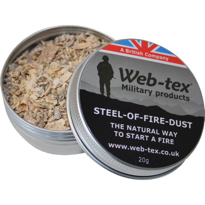 Rumegus de lemn Web-tex, cu rasini inflamabile, pentru aprindere rapida a focului, in cutie metalica, 20 g