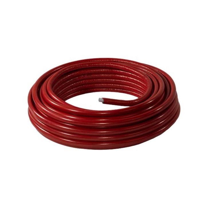 Teava multistrat Fornello Hidronix cu izolatie de culoare rosu, diametru 20x2 mm, insertie de aluminiu, colac 50 ml