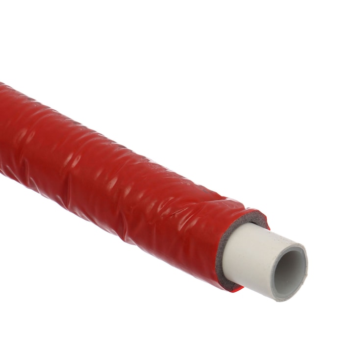 Teava multistrat PEXAL Henco izolata diametru 26 mm, insertie de aluminiu la inerior de 0,5 mm, colac 25 metri rosu/albastru