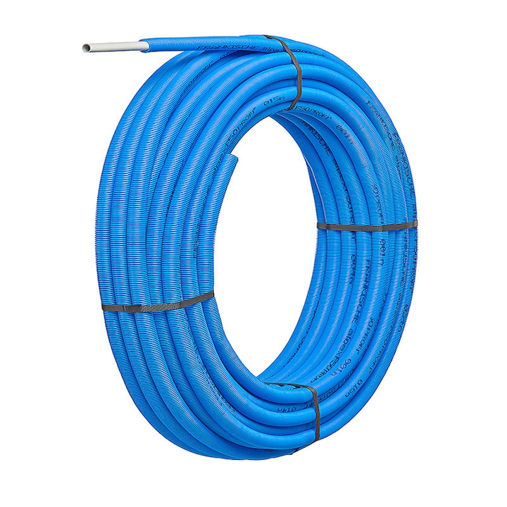 Teava multistrat FRANKISCHE PEX-AL-PE 16x2mm in tub de protectie ALPEX-DUO® colac 50m albastru