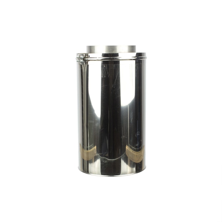 Tub rigid, inox, dublu perete, grosime 0.5 mm,200 mm, L 0.5 m, argintiu