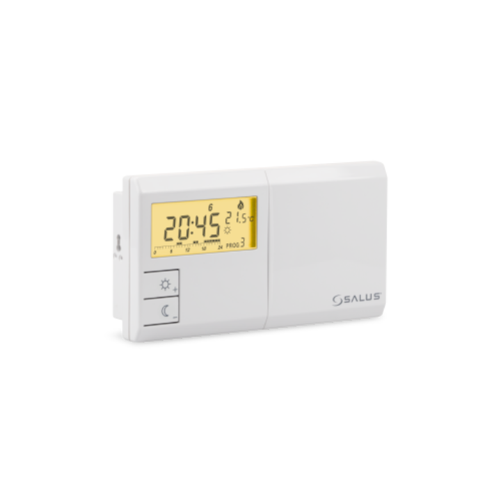 Termostat programabil Salus 091FLv2, pentru sistem de incalzire sau racire, cu fir, afisaj LCD