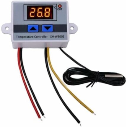 Termostat digital cu afisaj LED, QttvbTna, moduri incalzire/racire, sonda impermeabila, -50-110°C, 12V/120W, gri/negru