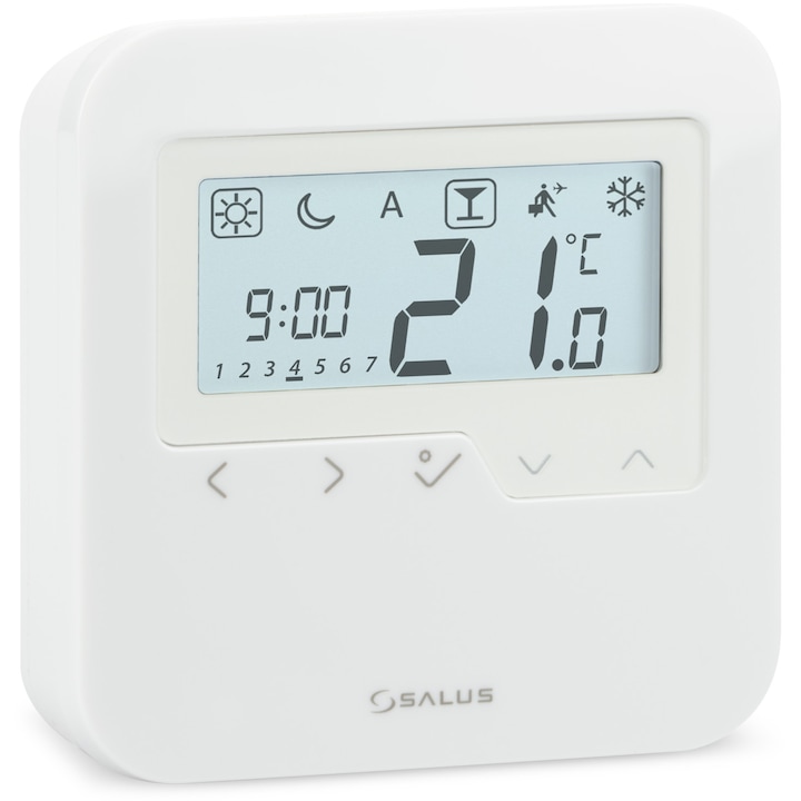 Termostat programabil Salus HTRP230, 230V, butoane tactile, compatibil cu senzor de pardoseala