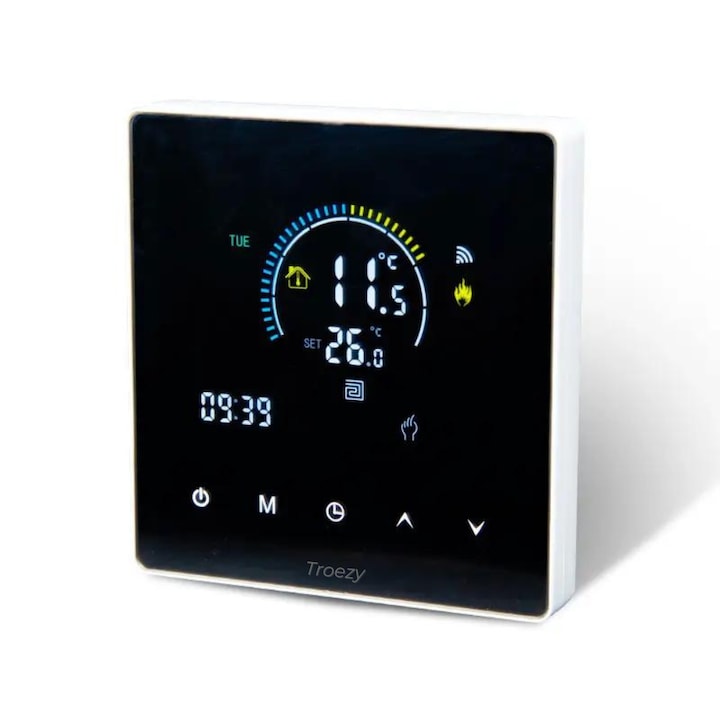 Termostat Smart de Ambient Wifi, Control de la Distanta a Temperaturii prin Telefon, Inteligent, Programare Wireless Zilnica sau Saptamanala, Compatibil cu Orice Centrala Termica pe Gaz, Incastrabil