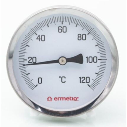 Termometru imersie axial Ermetiq, diametru cadran 63mm, cu tija 50mm, 0 - 120°C, racord 1/2 inch, 6 bar
